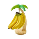 Suporte de Madeira para Bananas com Folha Decorativa | Organizador de Frutas Vertical