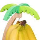 Suporte de Madeira para Bananas com Folha Decorativa | Organizador de Frutas Vertical