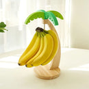 Suporte de Madeira para Bananas com Folha Decorativa | Organizador de Frutas Vertical