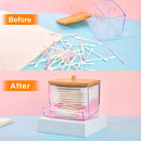 Porta Cotonetes com Tampa de Bambu – Dispenser de Acrílico para Banheiro