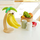 Suporte de Madeira para Bananas com Folha Decorativa | Organizador de Frutas Vertical