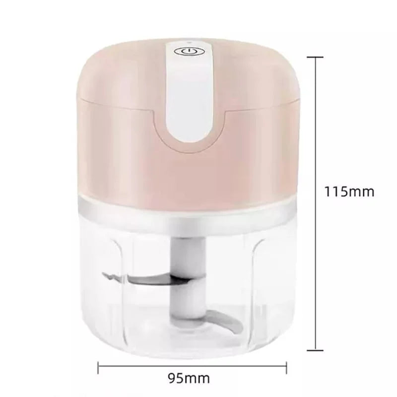 Mini Processador de Alimentos Portátil USB 250ml – 3 Lâminas em Aço Inoxidável