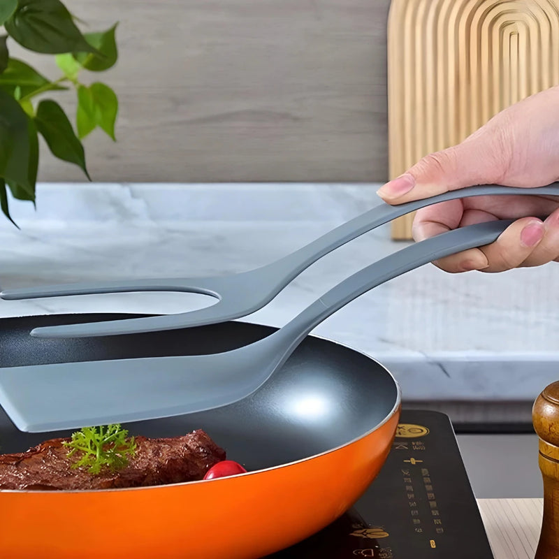 Espátula de Nylon Cinza Multifuncional – Ideal para Ovos, Panquecas, Omeletes e Tapiocas