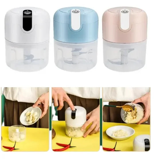 Mini Processador de Alimentos Portátil USB 250ml – 3 Lâminas em Aço Inoxidável