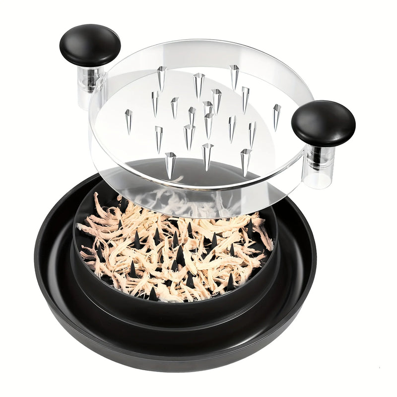 Desfiador de Frango com Tampa Transparente – Triturador Giratório Antiderrapante para Frango, Carne e Vegetais