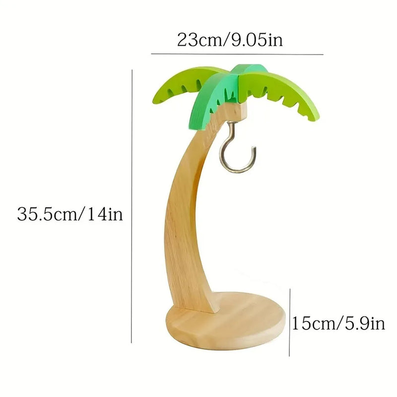 Suporte de Madeira para Bananas com Folha Decorativa | Organizador de Frutas Vertical