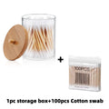 Porta Cotonetes com Tampa de Bambu – Dispenser de Acrílico para Banheiro