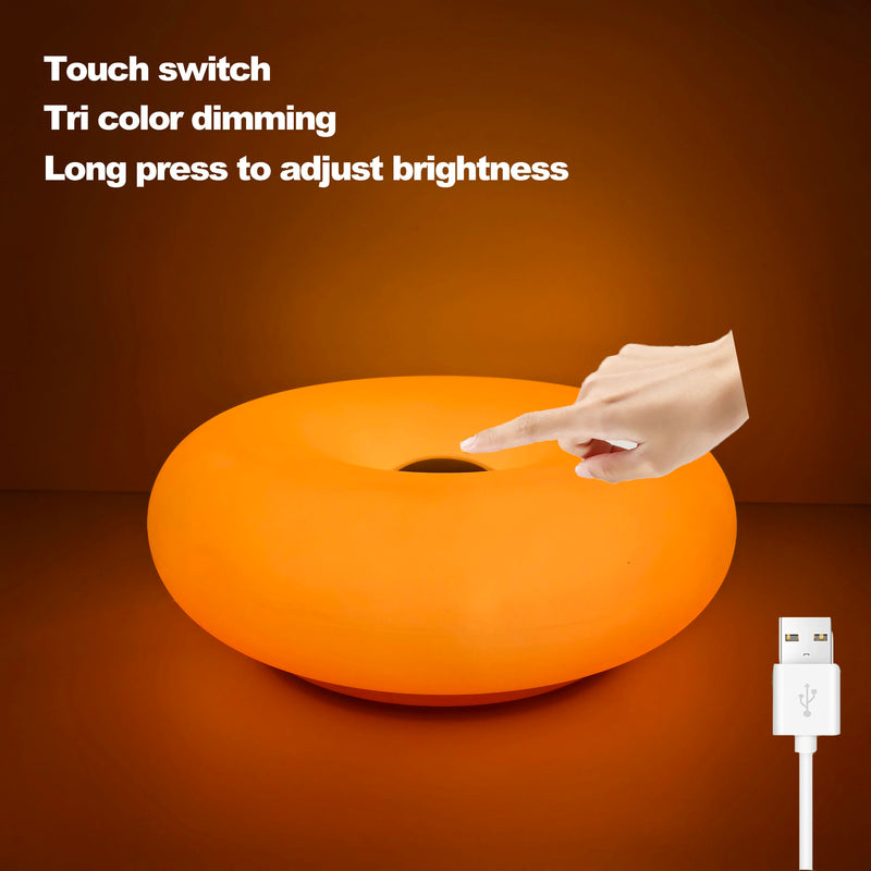 Luminária de Mesa Bauhaus USB – Luz Noturna Decorativa em Formato Donut