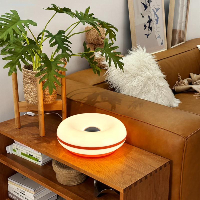Luminária de Mesa Bauhaus USB – Luz Noturna Decorativa em Formato Donut