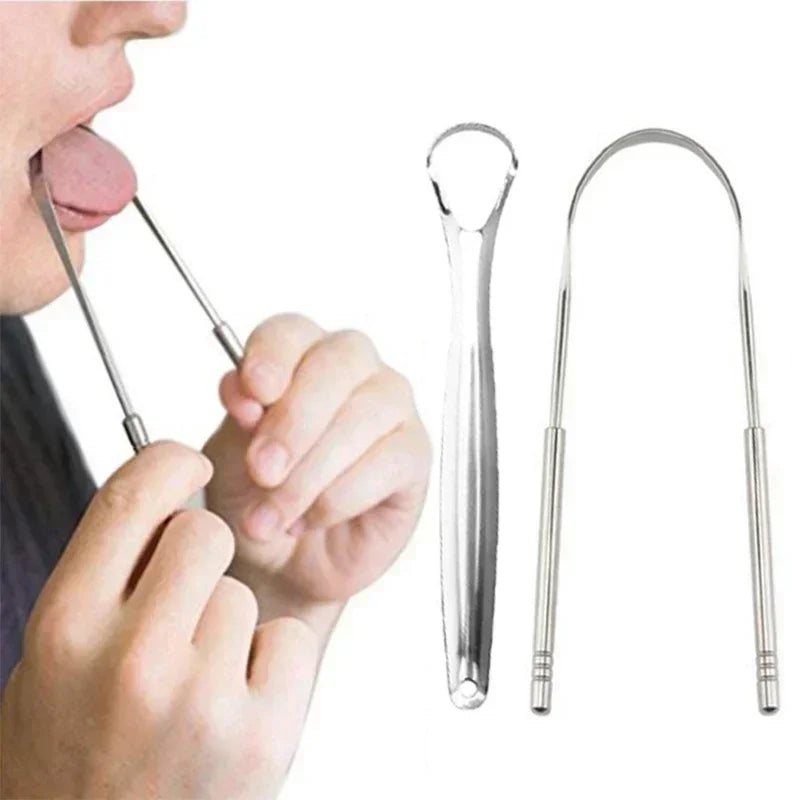 Raspador de Língua em Aço Inoxidável – Higiene Oral e Hálito Fresco