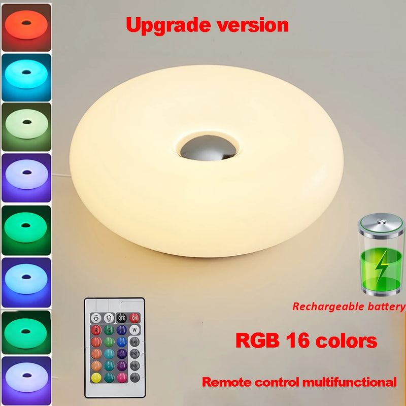 Luminária de Mesa Bauhaus USB – Luz Noturna Decorativa em Formato Donut