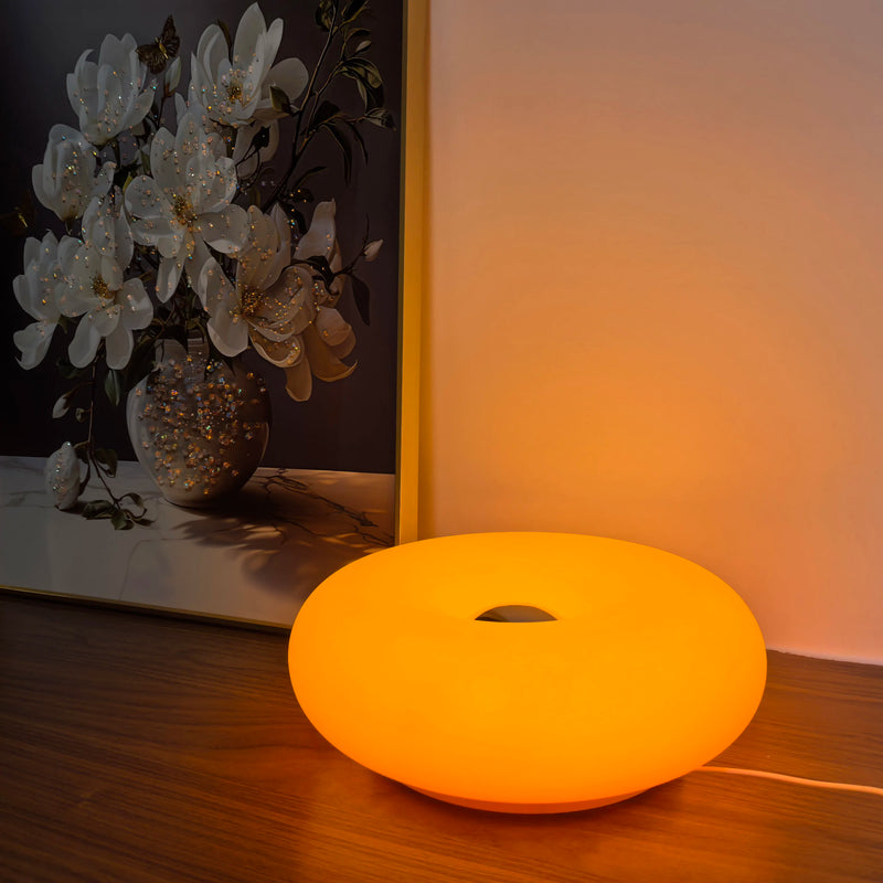 Luminária de Mesa Bauhaus USB – Luz Noturna Decorativa em Formato Donut
