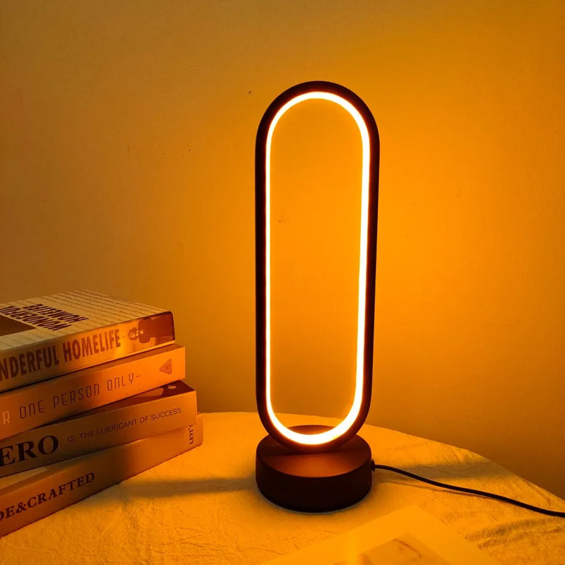 Lâmpada de Anel LED para Quarto e Sala de Estar – Luz de Cabeceira com Três Cores Ajustáveis