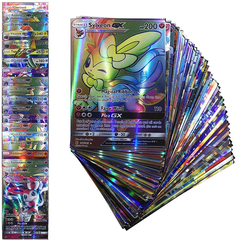 Kit 20 Cartas Pokémon em Inglês – GX, Tag Team, VMAX, EX, Mega Shining
