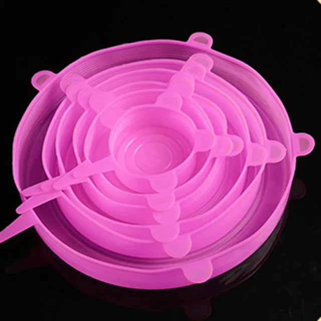 Kit 6 Tampas Elásticas de Silicone – Universais, Reutilizáveis e Antivazamento
