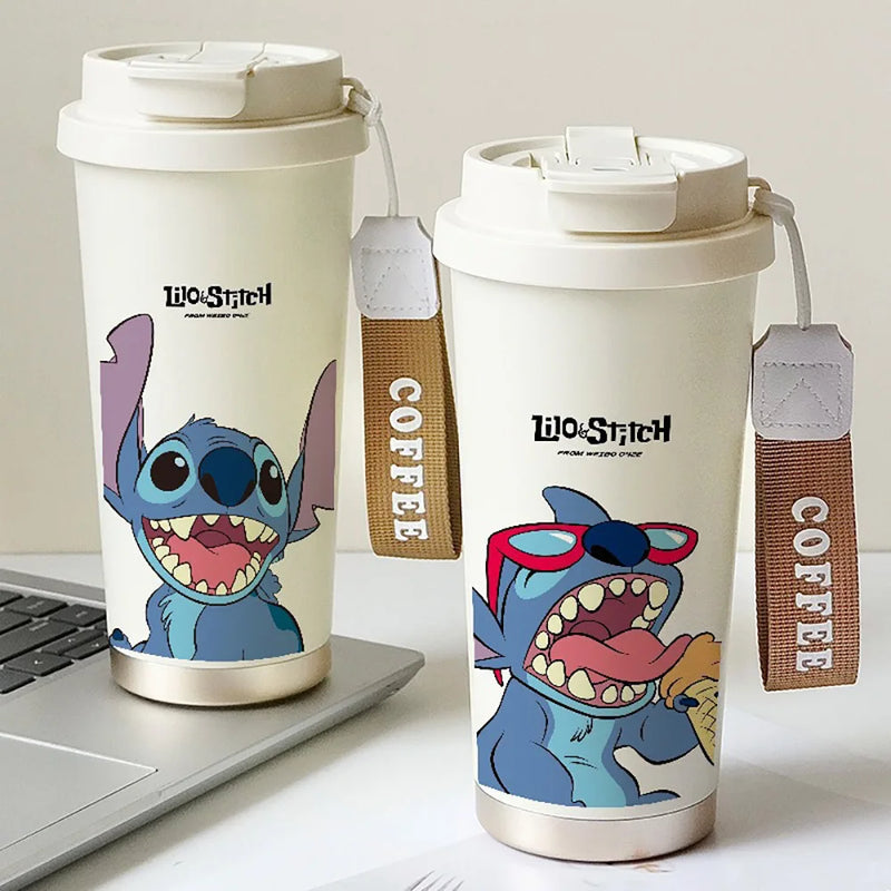 Copo Térmico com Canudo Stitch – MINISO – 600ml, Inox 304, Portátil e Kawaii