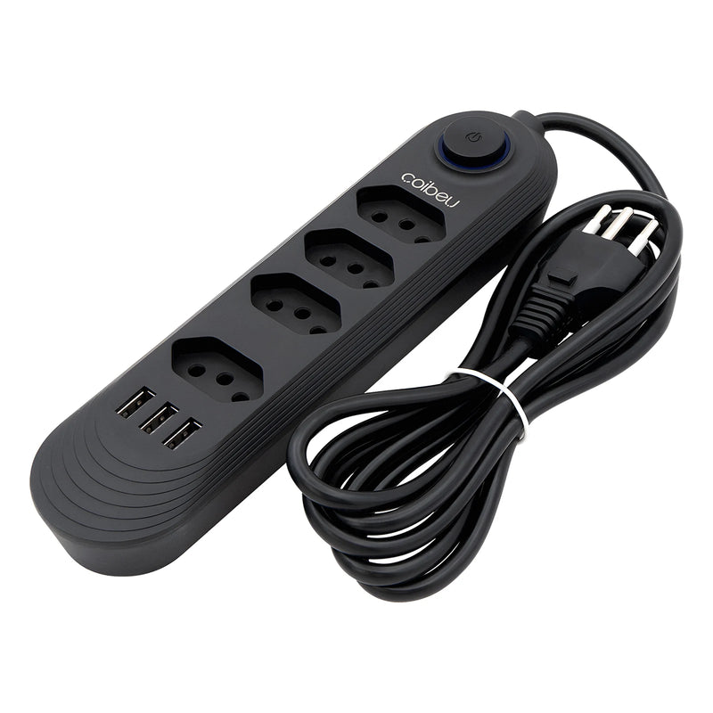 Extensão Elétrica 2M com USB – Torre Retrátil de Tomadas Padrão Brasil