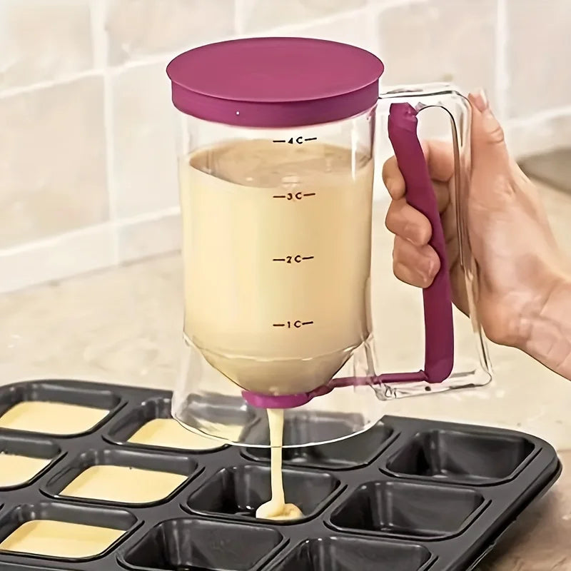 Dispensador de Massa Manual 900ml – Funil Graduado para Panquecas, Cupcakes e Bolos