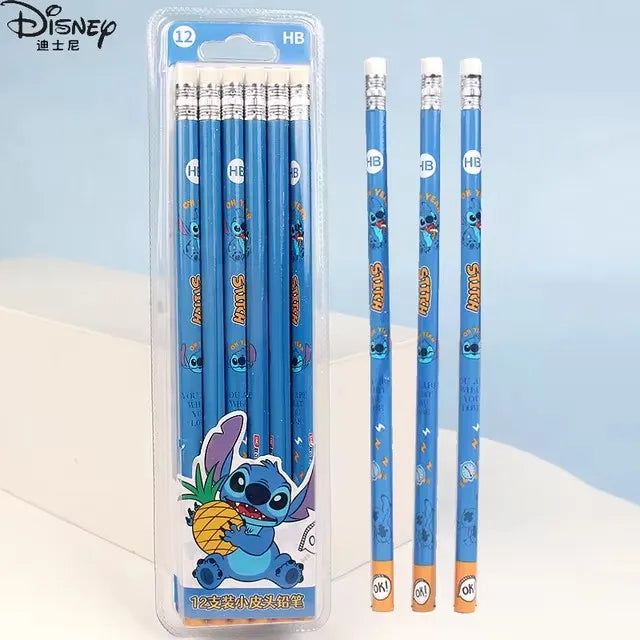 Kit 12 Lápis de Cor Disney Stitch | Material Escolar Infantil