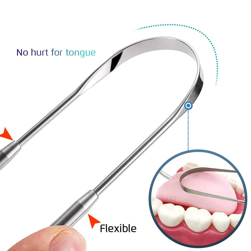Raspador de Língua em Aço Inoxidável – Higiene Oral e Hálito Fresco