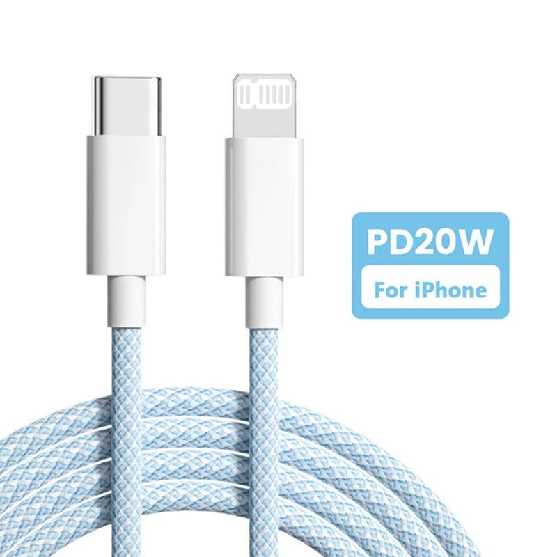 Cabo USB-C PD 20W para iPhone e iPad | Carregamento Rápido 3A + Transmissão de Dados