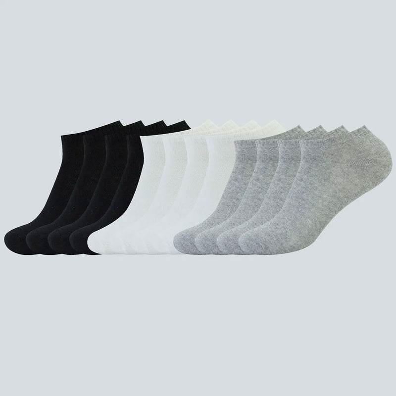 Kit 12 Pares Meias Masculinas Cano Curto – Algodão, Respirável e Confortável