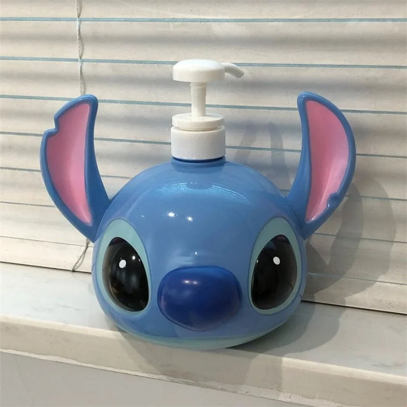 Dispenser de Shampoo/Loção Stitch – MINISO – 1100ml, ABS, Pressão em Formato de Cabeça