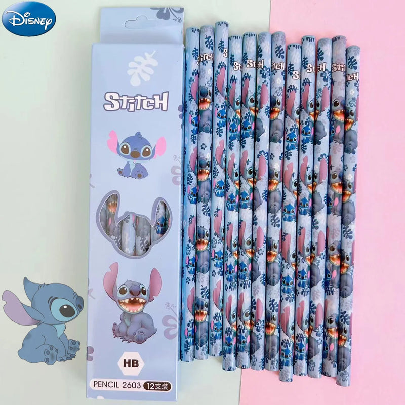 Kit 12 Lápis de Cor Disney Stitch | Material Escolar Infantil