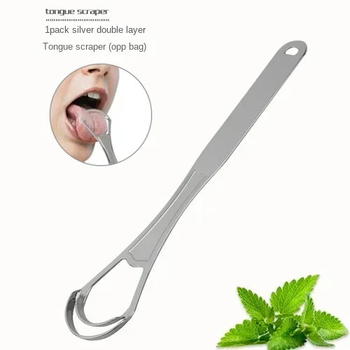 Raspador de Língua em Aço Inoxidável – Higiene Oral e Hálito Fresco