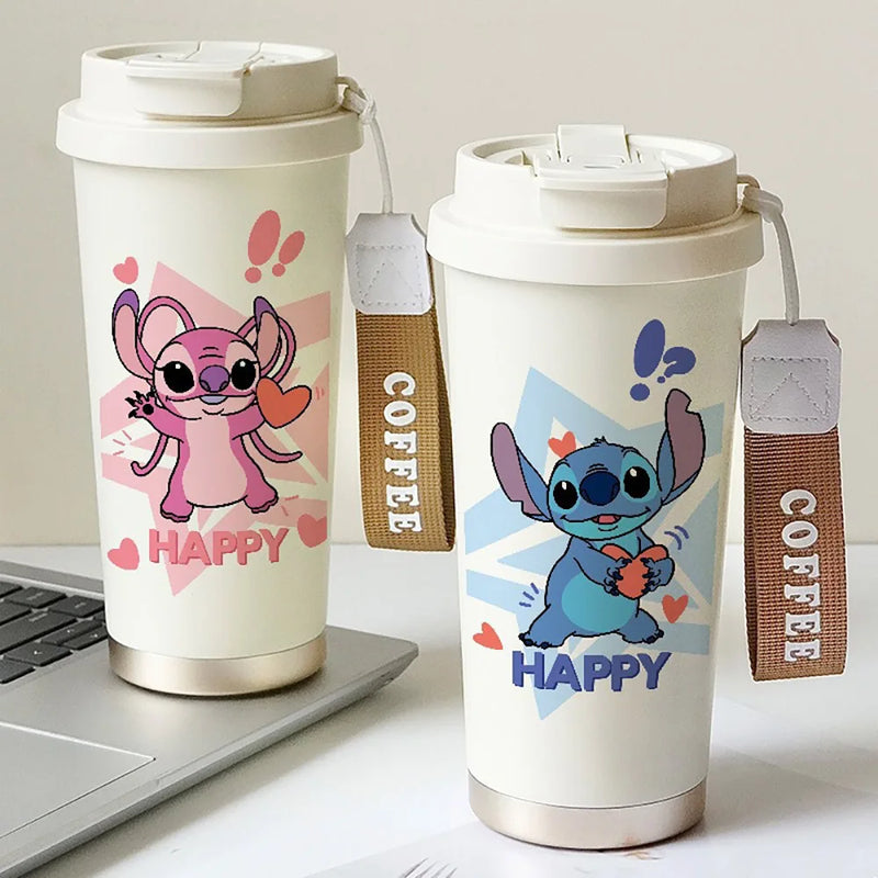 Copo Térmico com Canudo Stitch – MINISO – 600ml, Inox 304, Portátil e Kawaii