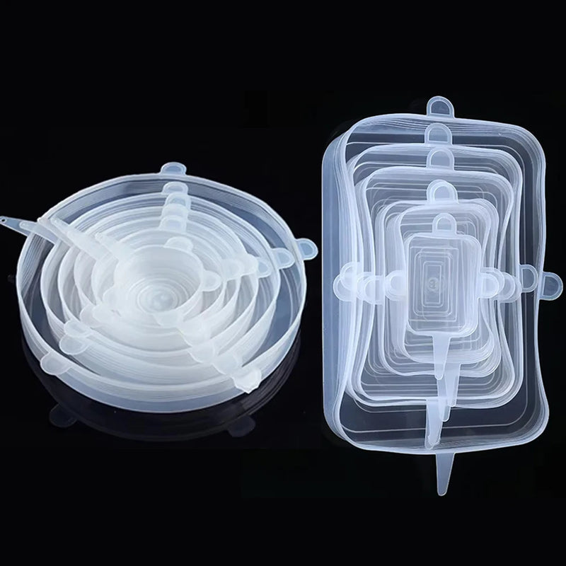 Kit 6 Tampas Elásticas de Silicone – Universais, Reutilizáveis e Antivazamento