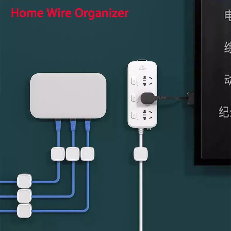 Organizador de Cabos Magnético com Adesivo | Clipes de Fios para Mesa e Escritório