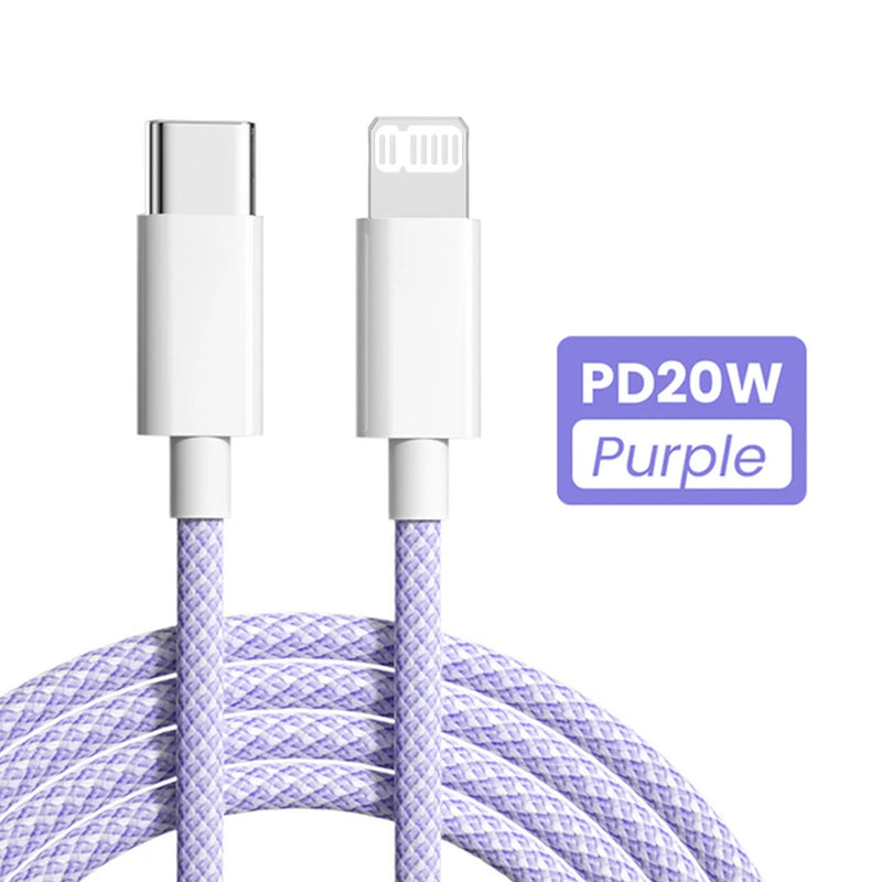 Cabo USB-C PD 20W para iPhone e iPad | Carregamento Rápido 3A + Transmissão de Dados