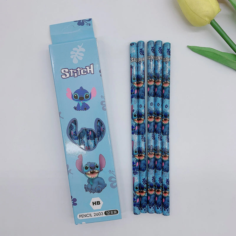 Kit 12 Lápis de Cor Disney Stitch | Material Escolar Infantil