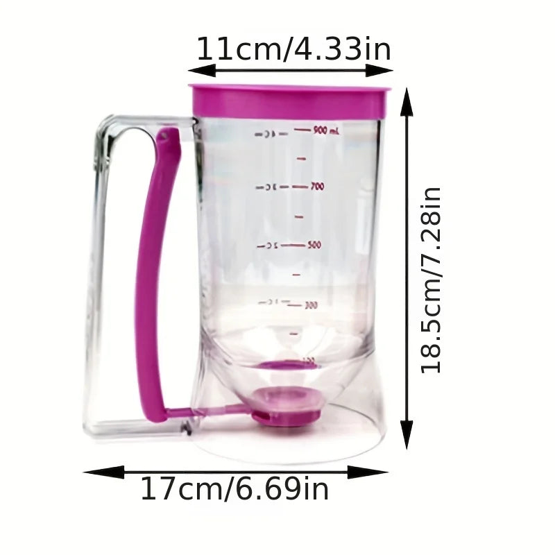 Dispensador de Massa Manual 900ml – Funil Graduado para Panquecas, Cupcakes e Bolos