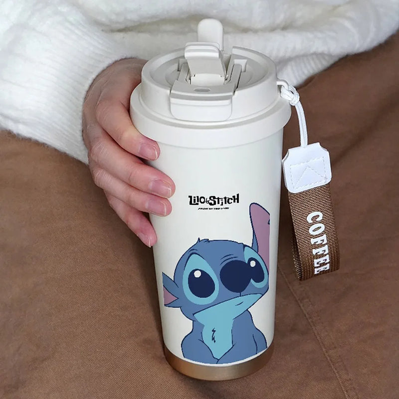Copo Térmico com Canudo Stitch – MINISO – 600ml, Inox 304, Portátil e Kawaii