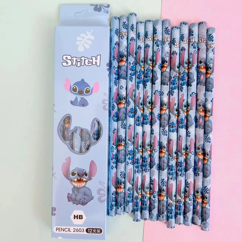 Kit 12 Lápis de Cor Disney Stitch | Material Escolar Infantil