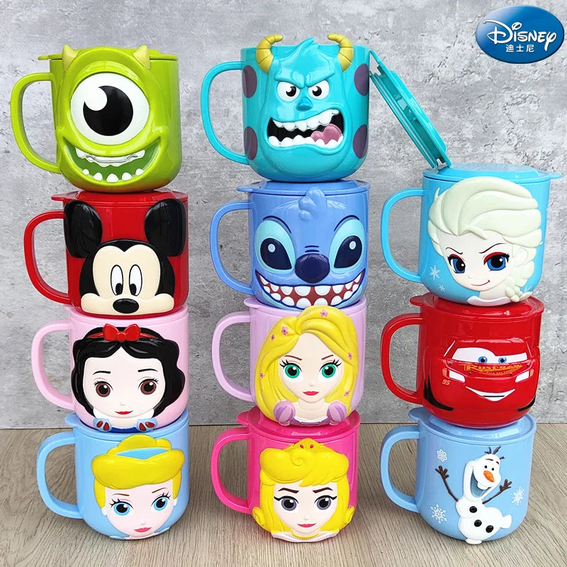 Copo Infantil Cartoon Disney com Tampa – Mickey, Stitch, Frozen
