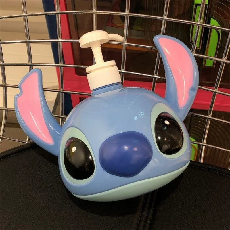 Dispenser de Shampoo/Loção Stitch – MINISO – 1100ml, ABS, Pressão em Formato de Cabeça