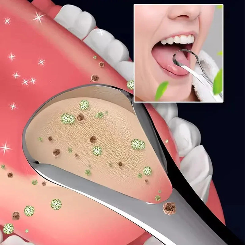 Raspador de Língua em Aço Inoxidável – Higiene Oral e Hálito Fresco