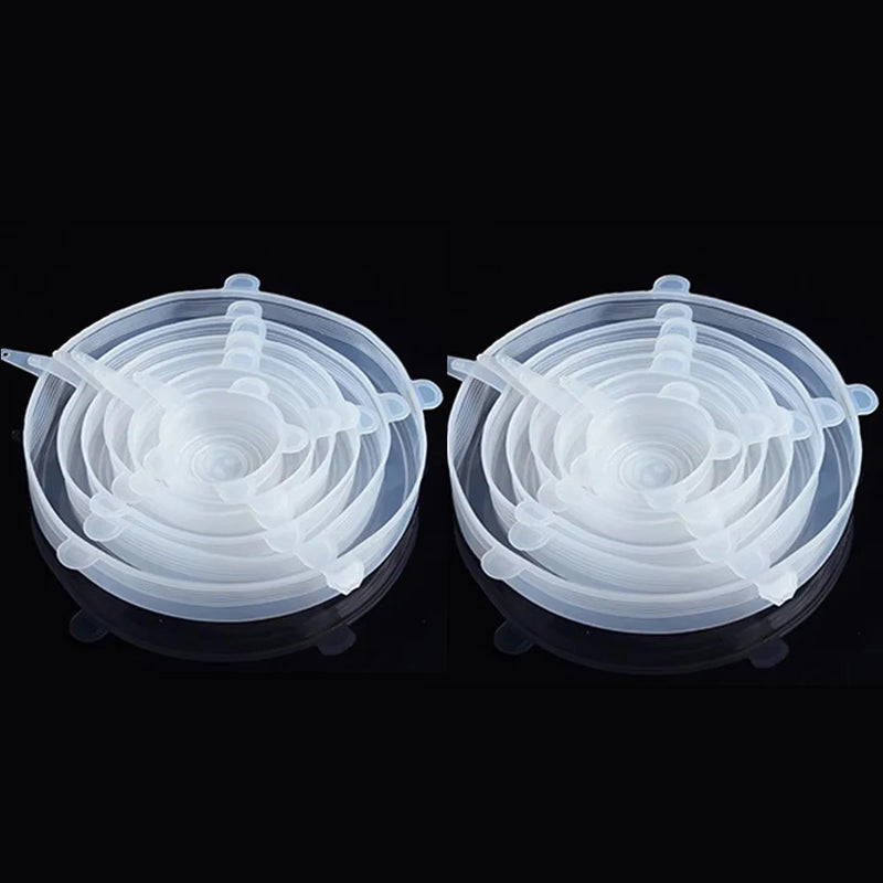 Kit 6 Tampas Elásticas de Silicone – Universais, Reutilizáveis e Antivazamento