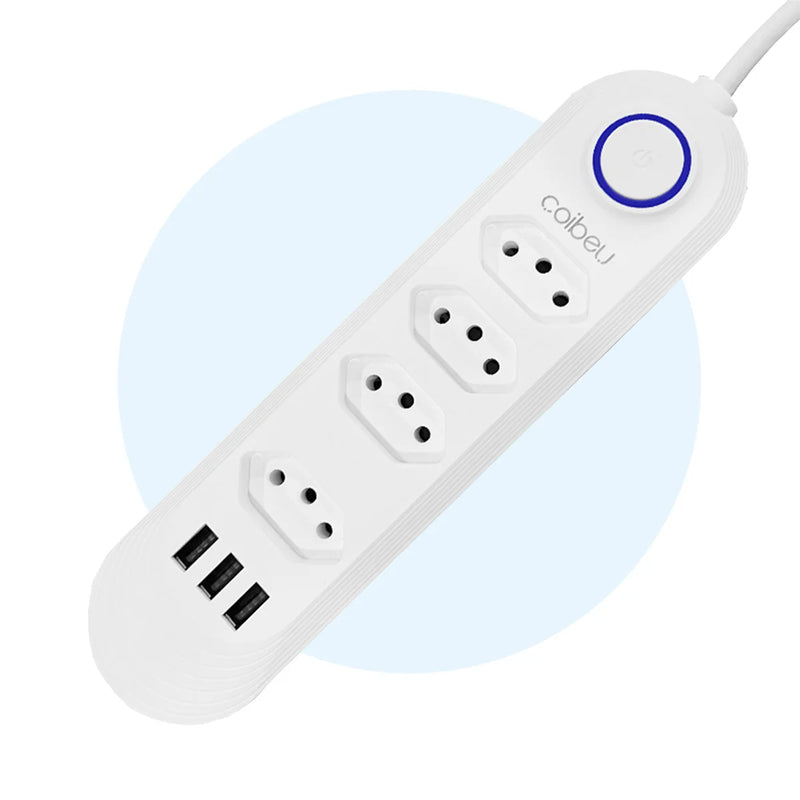 Extensão Elétrica 2M com USB – Torre Retrátil de Tomadas Padrão Brasil