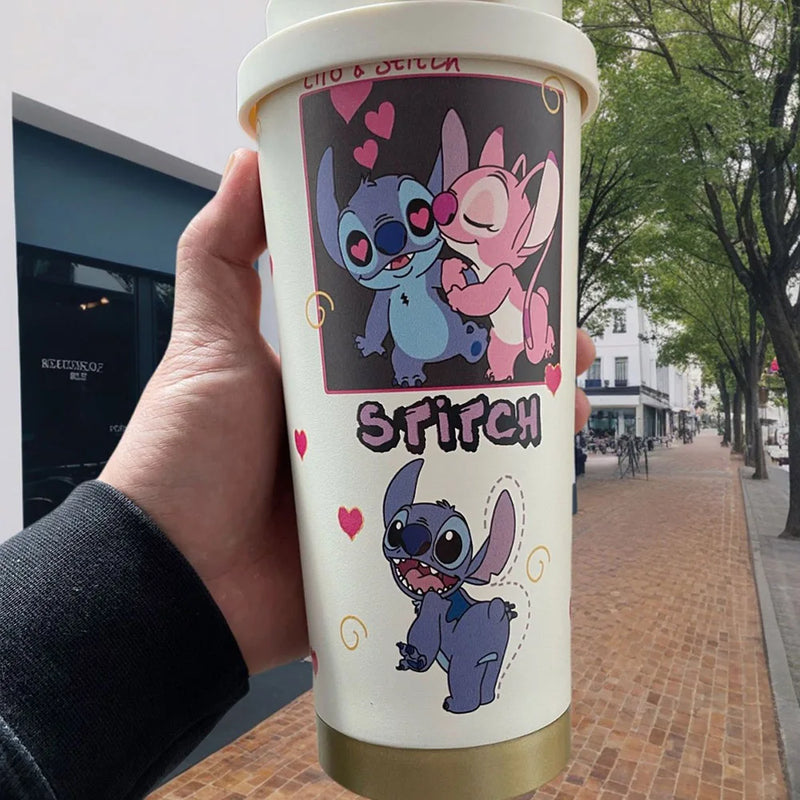 Copo Térmico com Canudo Stitch – MINISO – 600ml, Inox 304, Portátil e Kawaii