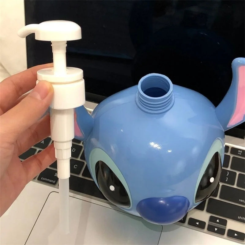 Dispenser de Shampoo/Loção Stitch – MINISO – 1100ml, ABS, Pressão em Formato de Cabeça