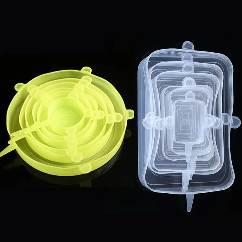 Kit 6 Tampas Elásticas de Silicone – Universais, Reutilizáveis e Antivazamento