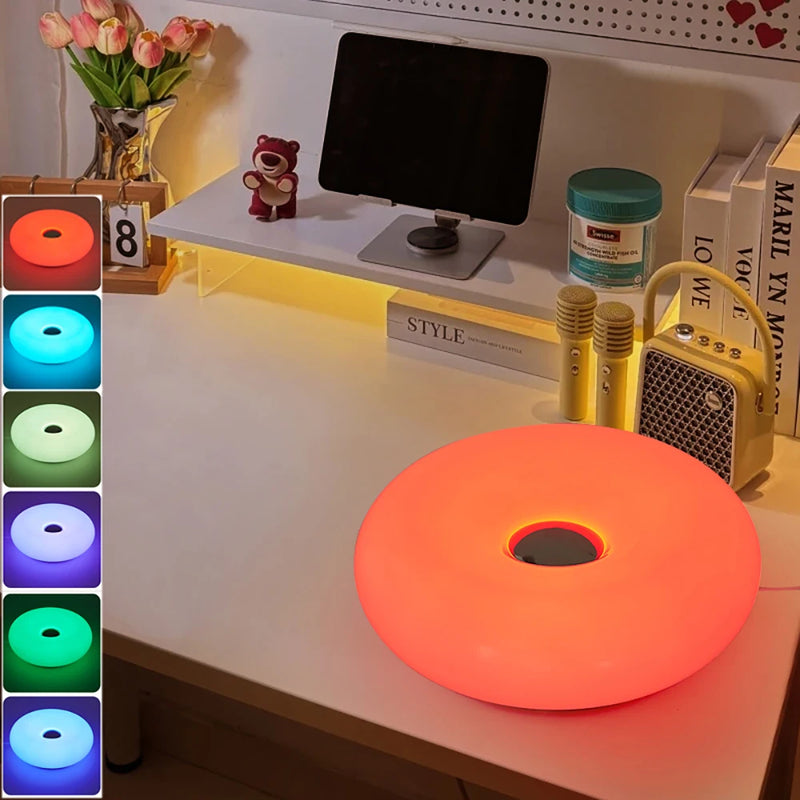 Luminária de Mesa Bauhaus USB – Luz Noturna Decorativa em Formato Donut